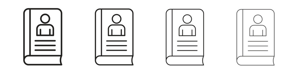 Biography icon design elements. Outline icon with editable stroke. Vector