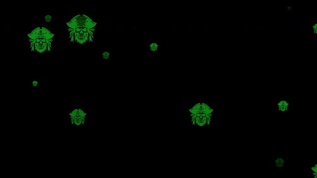 A video where many pirate marks appear and disappear, alpha channel