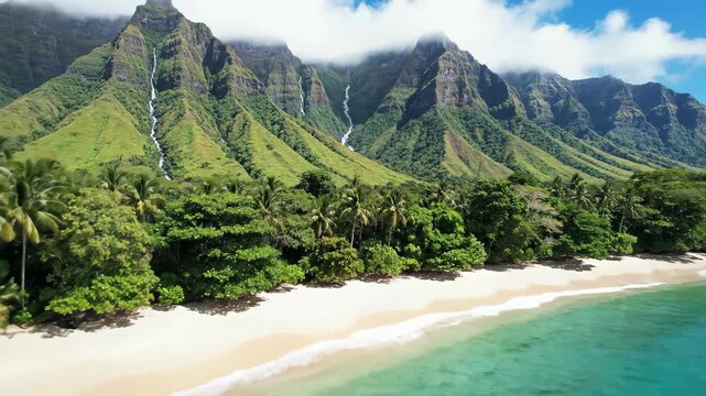 Tropical island adventure with outrigger boats