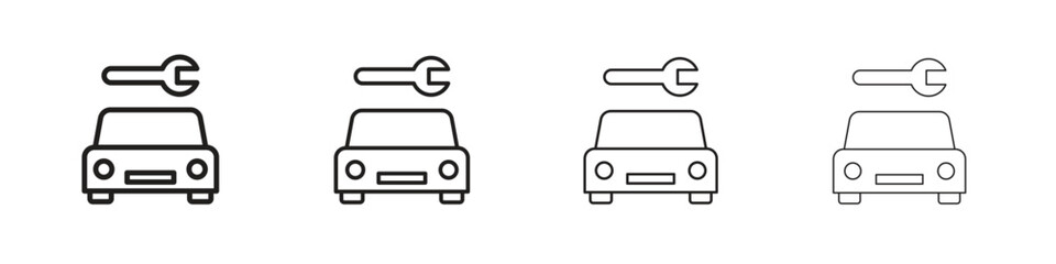 Car repair icon design elements. Outline icon with editable stroke. Vector