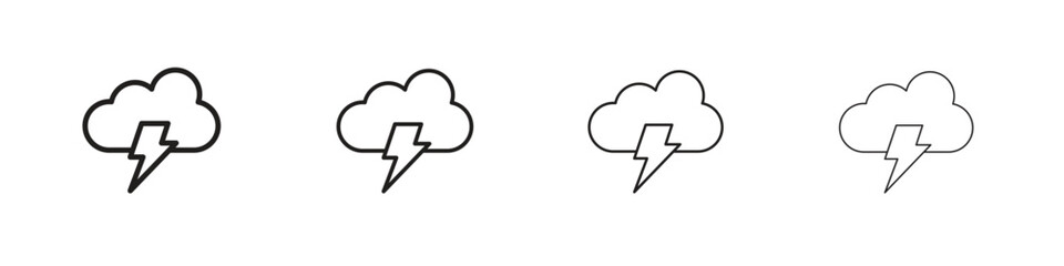 Cloud lightning icon design elements. Outline icon with editable stroke. Vector