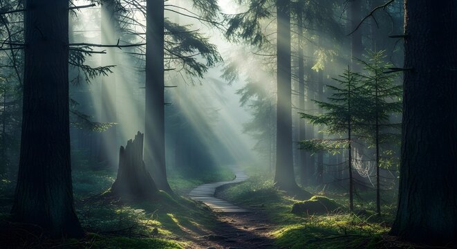 forest in the fog - Powered by Adobe