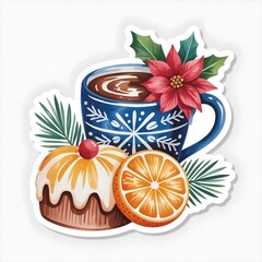 Mexican holiday watercolor sticker illustration