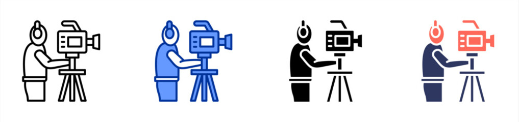 Videographer icon set multiple style collection