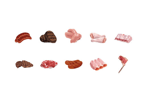 Colorful Meat Products Set