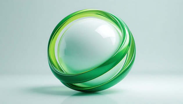 Glossy green abstract sphere with a white core.
