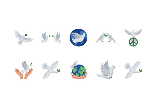 Colorful World Peace Day Illustrations Set