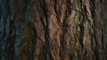 Obraz premium Close-up of textured tree bark in natural setting. AI image