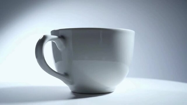 Clean white ceramic mug ready for a warm beverage on a minimalist background