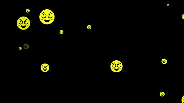 A video where many blushing faces appear and disappear, alpha channel