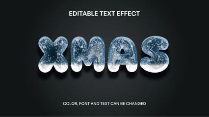 snowglobe editable text effect. christmas and winter editable glass text with snowflakes 
