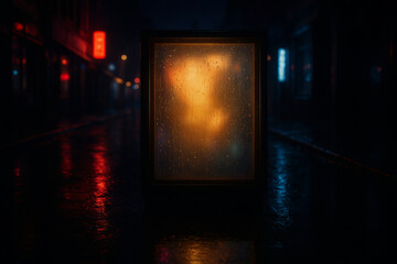 Naklejka premium Neon Poster Frame at Night