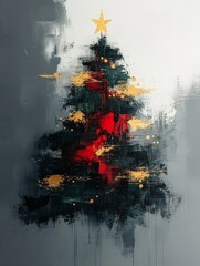 Abstract Christmas Tree in a Deep Forest Setting