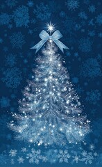 Beautiful Christmas Tree with Snowflakes Background