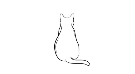Illustration of a cat sitting with its back turned showing its tail