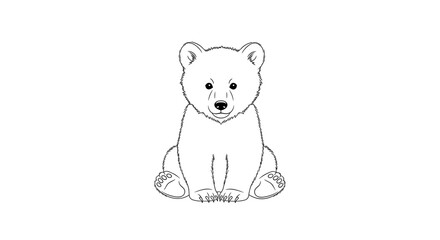 Illustration of a cute bear cub sitting upright with a friendly face