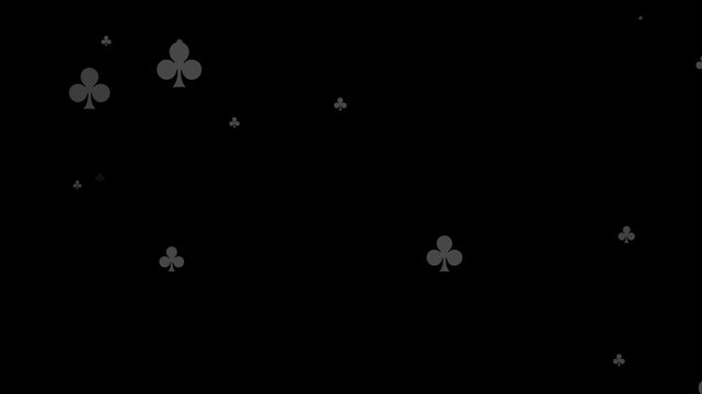A video where many clubs appear and disappear, alpha channel