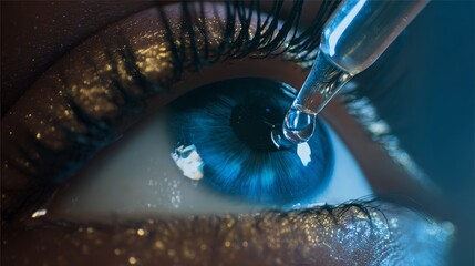 Close-up of Eye with Eye Drop Application