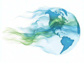 Fototapeta premium 地球と緑のエネルギーの流れのイラスト