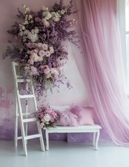 Elegant Maternity Photoshoot with Soft Lavender Backdrop