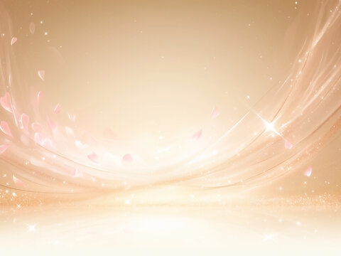 舞い散る花びらと輝く光の背景