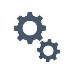 Two interlocking gears, representing teamwork, mechanics, and the concept of processes working together.