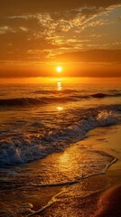 Golden Sunrise Over Calm Ocean Waters