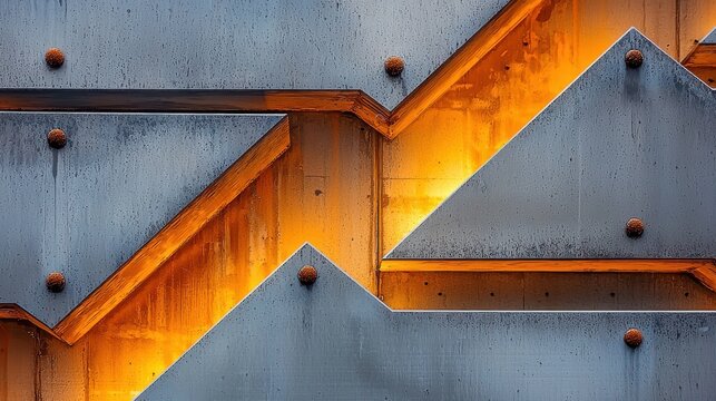 Bridge geometric patterns American steel construction riveted joints weathered metallic surfaces industrial heritage angular structural engineering design
