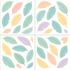 Fototapeta premium Modern Botanical Illustration with Pastel Leaves.