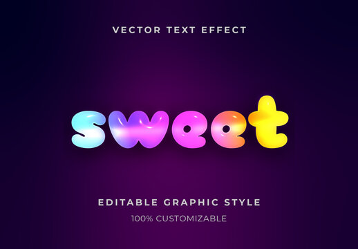Multicolor 3D Candy Text Effect Chubby Gradient Glossy Font