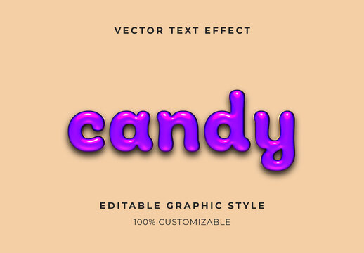 Purple 3D Candy Text Effect Jelly Fun Glossy Font