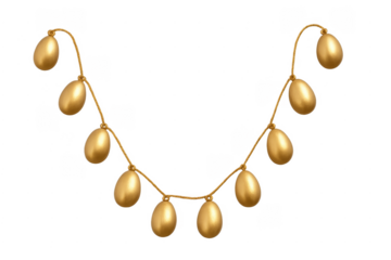 Golden eggs garland creating festive easter celebration decoration