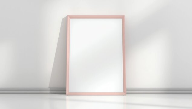 A4 Rose gold frame mockup on a white background. 2x3 Vertical, Portrait 3d Rendering