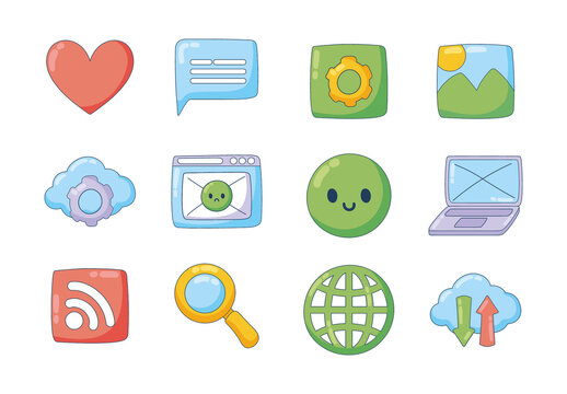 Colorful Web Development Interface Illustrations Set