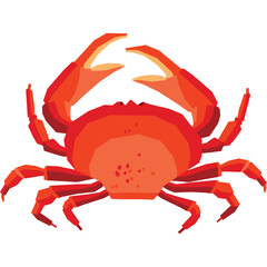 Pixel Art Red Crab Illustration With Transparent Background Isolated In Studio Lighting