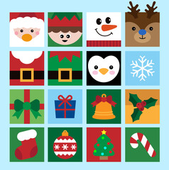 Naklejka premium Christmas square Icons Collection