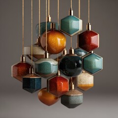 Colorful Geometric Hanging Ornaments with Glossy Finish