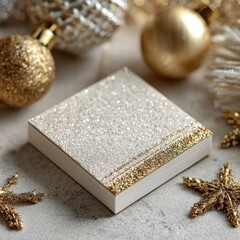 Elegant Glitter Notebook with Gold and Silver Decorations for Festivities