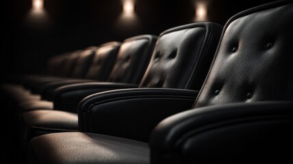 Obraz premium Luxurious theater seating in dimly lit auditorium. AI image