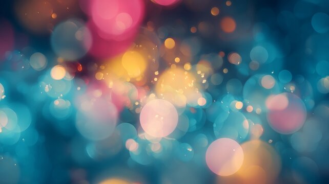 Vibrant bokeh city lights against twilight sky. AI image