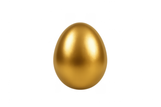 Golden egg symbolizing wealth, prosperity, and investment with transparent background