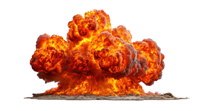 Fiery Eruption: An intense burst of flame and energy radiates outwards, showcasing the raw power of combustion and the visual spectacle of an explosion.