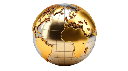 Golden Globe: a shining metallic globe, a representation of the world. Showcasing global reach, international connections, and the essence of our planet. 