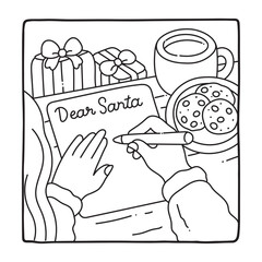 Cozy Girl Christmas Coloring Pages,  Cozy Girl Christmas  Coloring Pages for Kids & Adults, Christmas Coloring Pages, bold & easy cozy winter coloring book pages, vector art, line art 