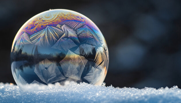 Frozen soap bubble