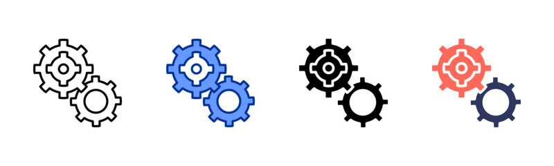 Gearbox System icon set multiple style collection
