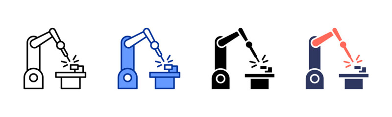 Welding Robot icon set multiple style collection