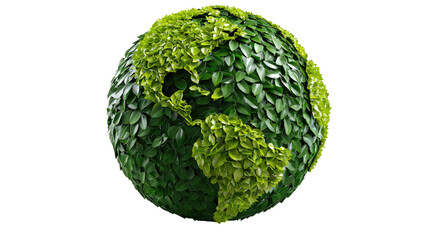 Eco-Friendly World: A stylized globe, artfully composed of lush green foliage, symbolizes environmental sustainability and global responsibility.