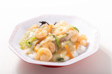 海老塩あんかけ丼（中華丼）