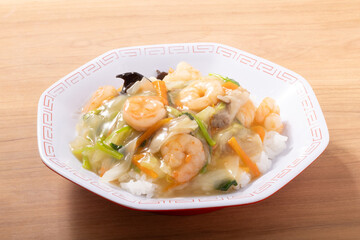 海老塩あんかけ丼（中華丼）
